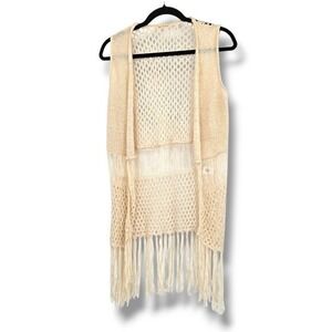 May & July Crochet Fringe Vest Sleeveless Boho Festival Cover‎ Up